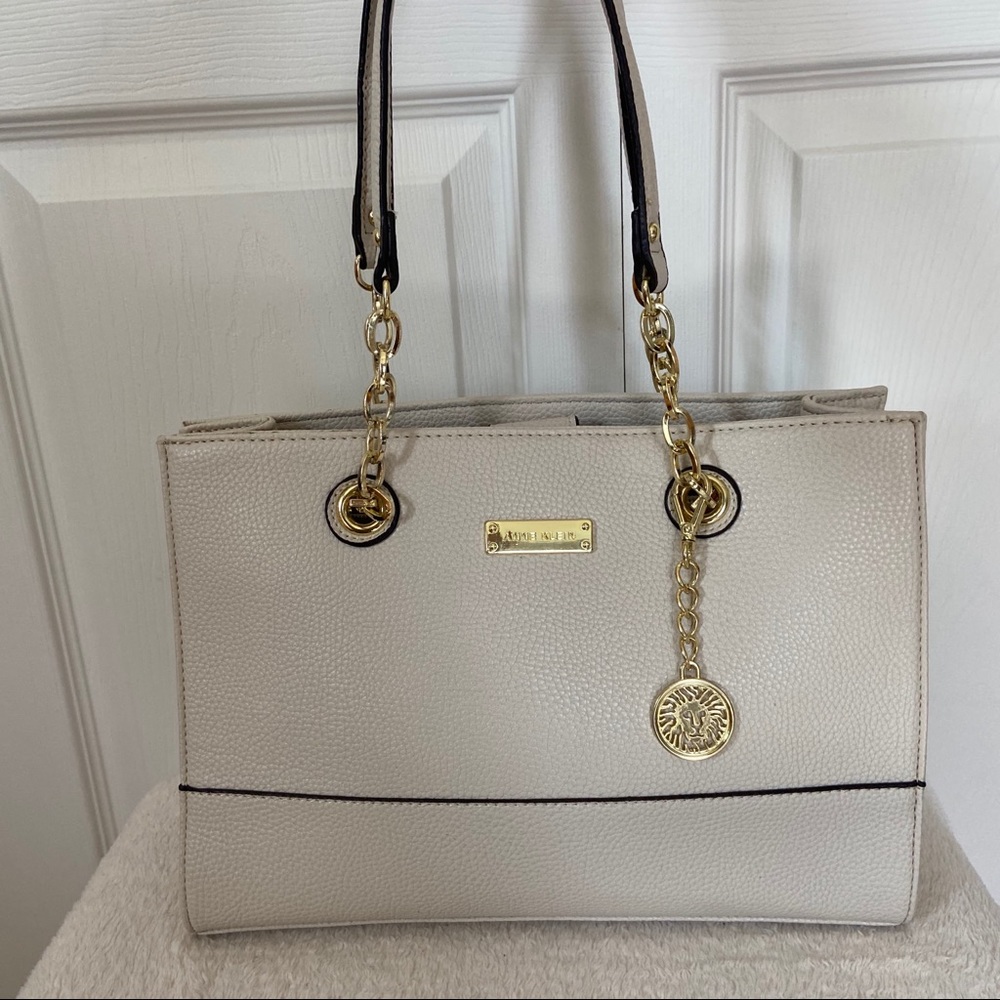 Anne Klein White Bag with Gold Accents